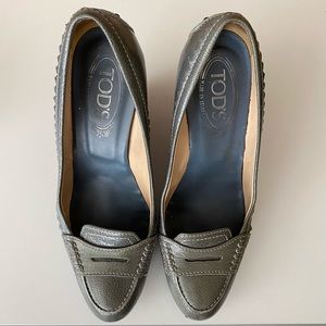 TOD’S Wedge Leather Shoes Size 37.5 E.U 7 US